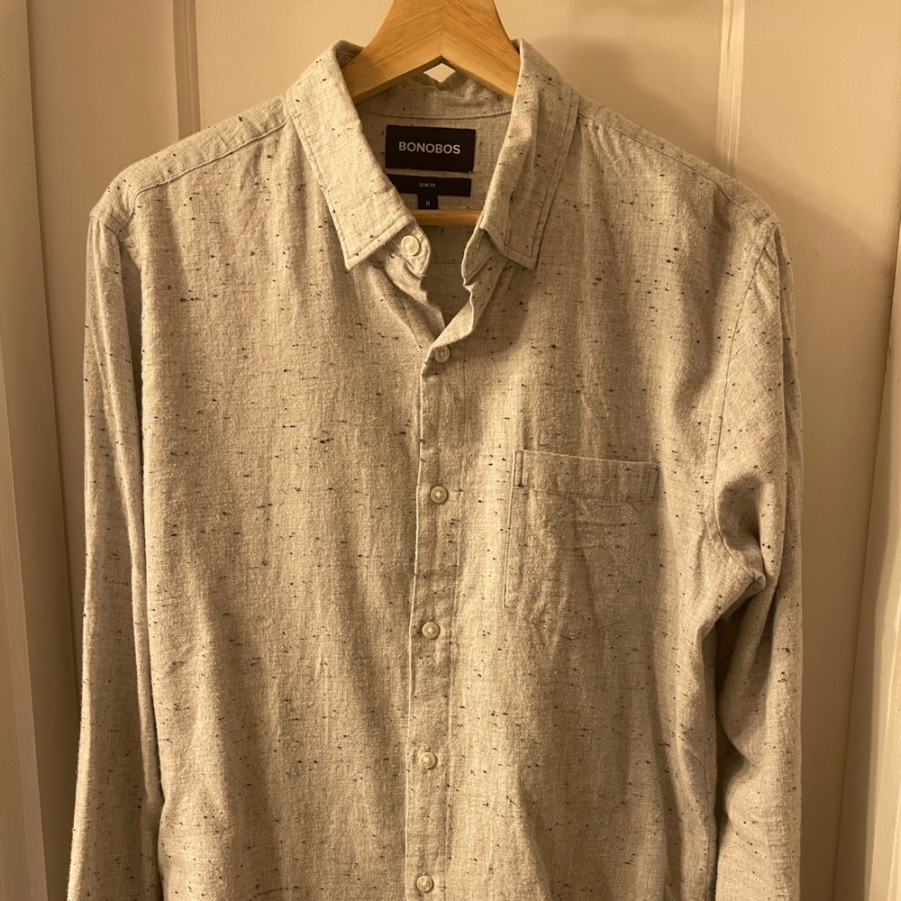 Bonobos Slim Fit Neppy Cotton Button-up Shirt In Solid Donegal, Grey Heather